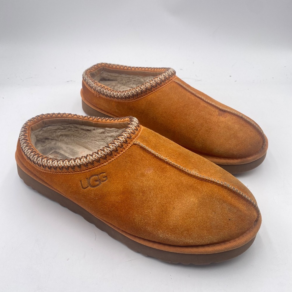 UGG Tasman Slipper Mens 12 Chestnut Suede Sheepskin Lining Slip On Loafer 5950